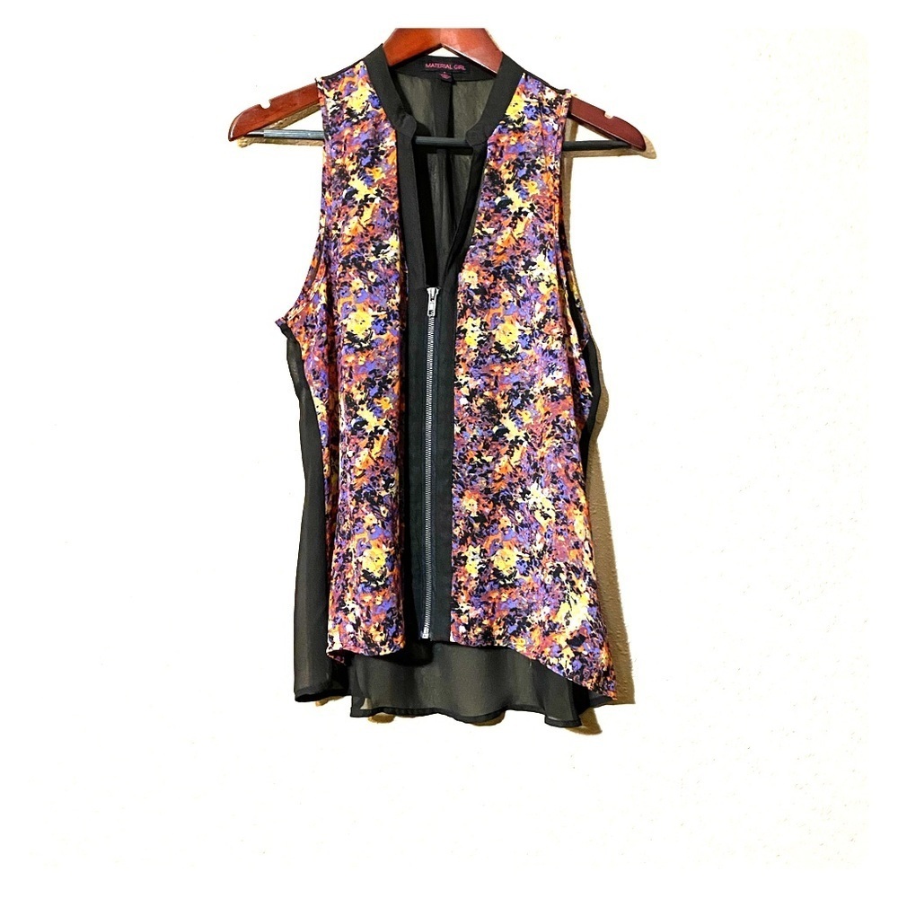 Material Girl Sexy Split Lapel Blouse w sheer back